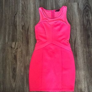 Material Girl Hot Pink Cut-out mesh dress